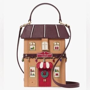 NWT Kate Spade Christmas Bag Toy Shop House Clutch Satchel Crossbody 3D Novelty